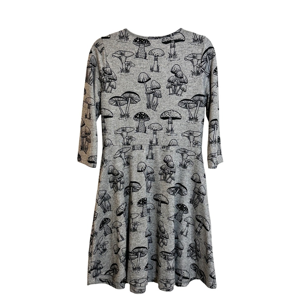 LA Soul‎ Knit Fit & Flare Dress Size M Gray Black Botanical 3/4 Sleeve Pockets - Picture 2 of 10